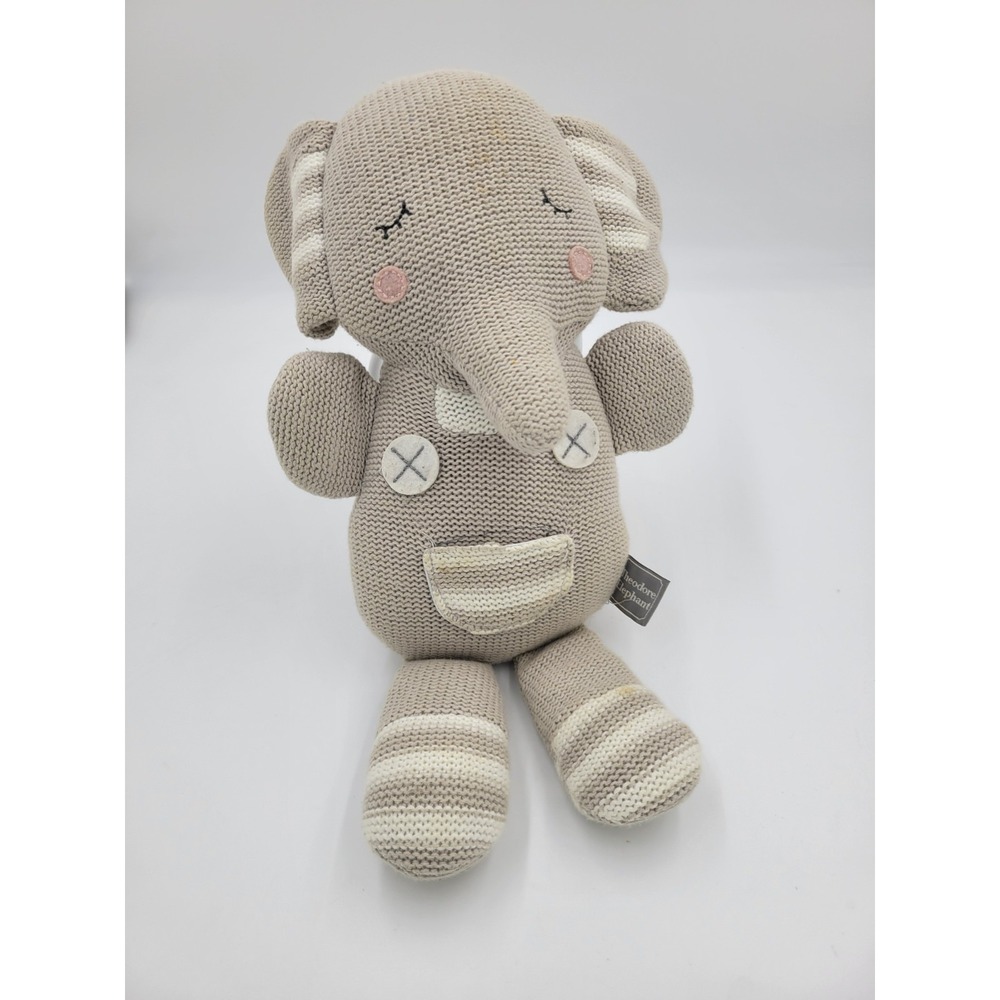 Living Textiles Theodore Gray‎ Elephant 100% Cotton Australia Knitted Toy Rattle